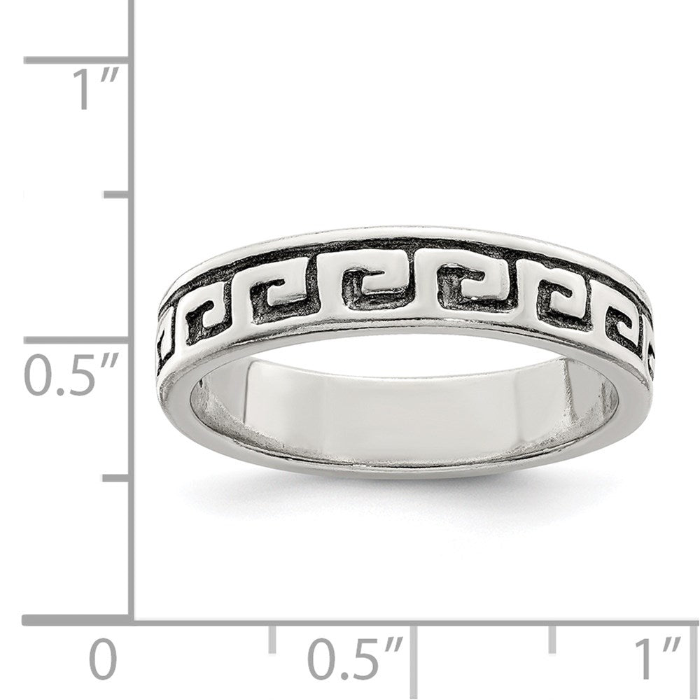 Sterling Silver Greek Key Antiqued Band