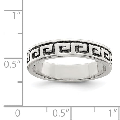 Sterling Silver Greek Key Antiqued Band
