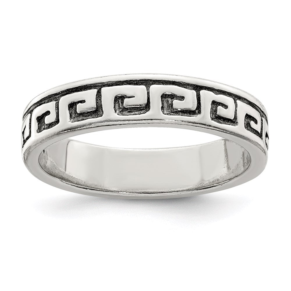 Sterling Silver Greek Key Antiqued Band