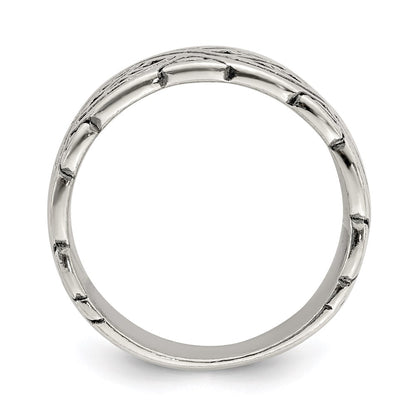 Sterling Silver Fancy Antiqued Band