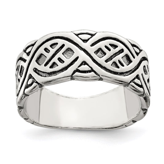 Sterling Silver Fancy Antiqued Band