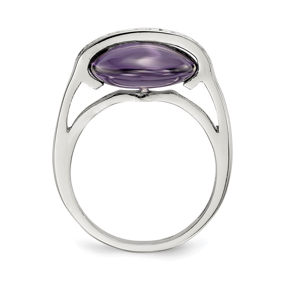 Sterling Silver Amethyst And Cz Ring