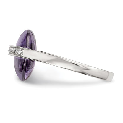 Sterling Silver Amethyst And Cz Ring