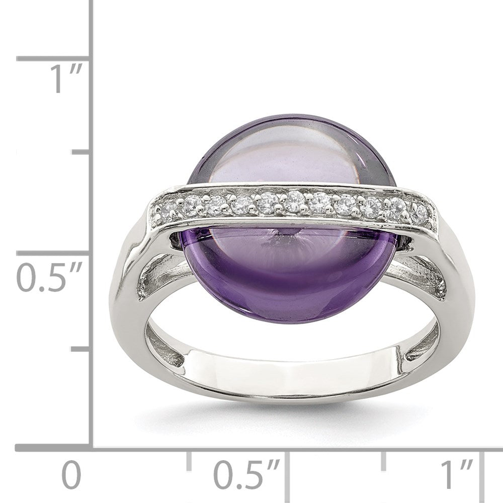 Sterling Silver Amethyst And Cz Ring