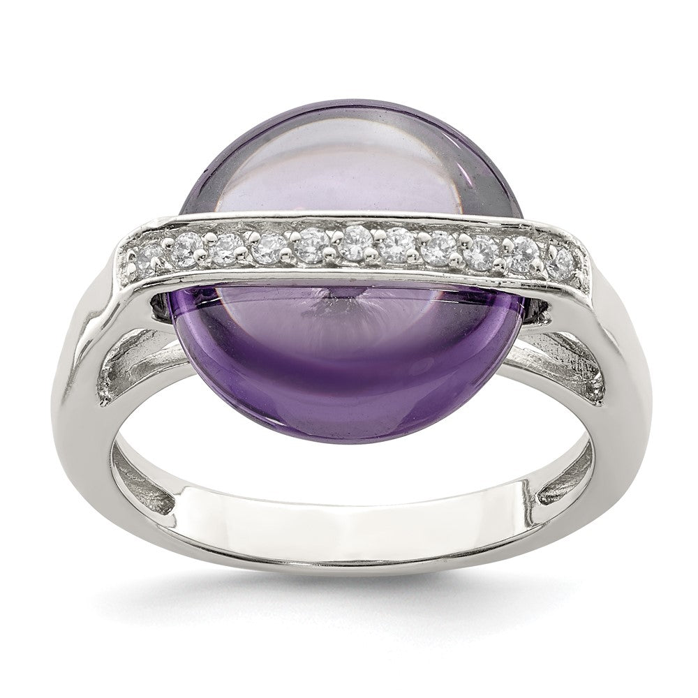 Sterling Silver Amethyst And Cz Ring
