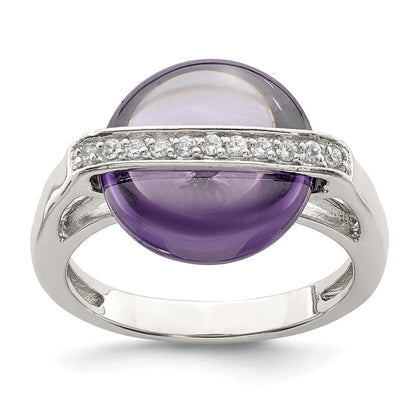 Sterling Silver Amethyst And Cz Ring