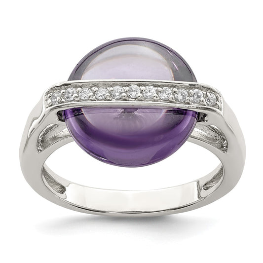 Sterling Silver Amethyst And Cz Ring