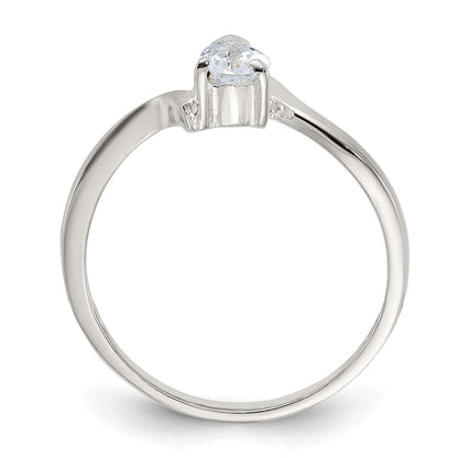 Sterling Silver Pear Shaped Cz Ring