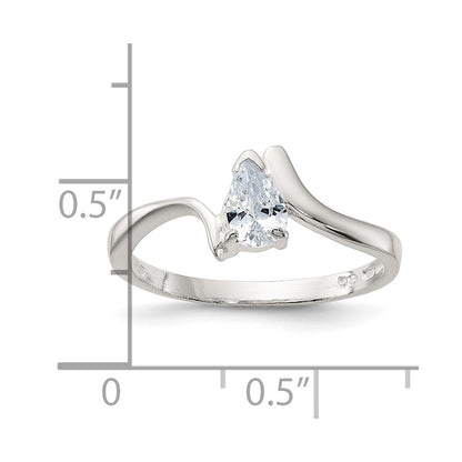 Sterling Silver Pear Shaped Cz Ring