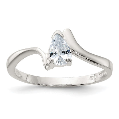 Sterling Silver Pear Shaped Cz Ring