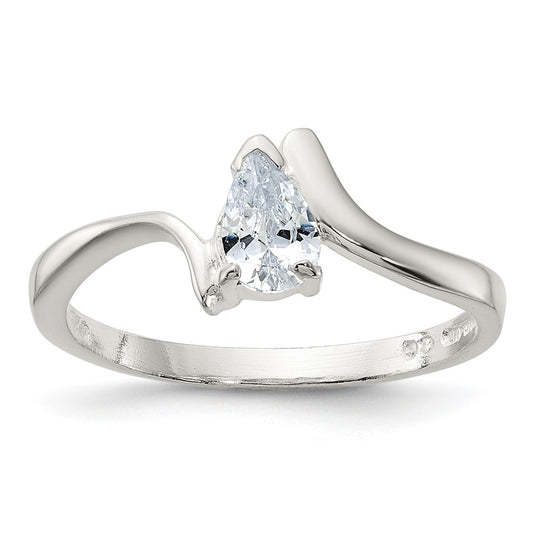 Sterling Silver Pear Shaped Cz Ring