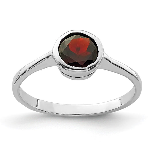 Sterling Silver Rhodium Plated Garnet Ring