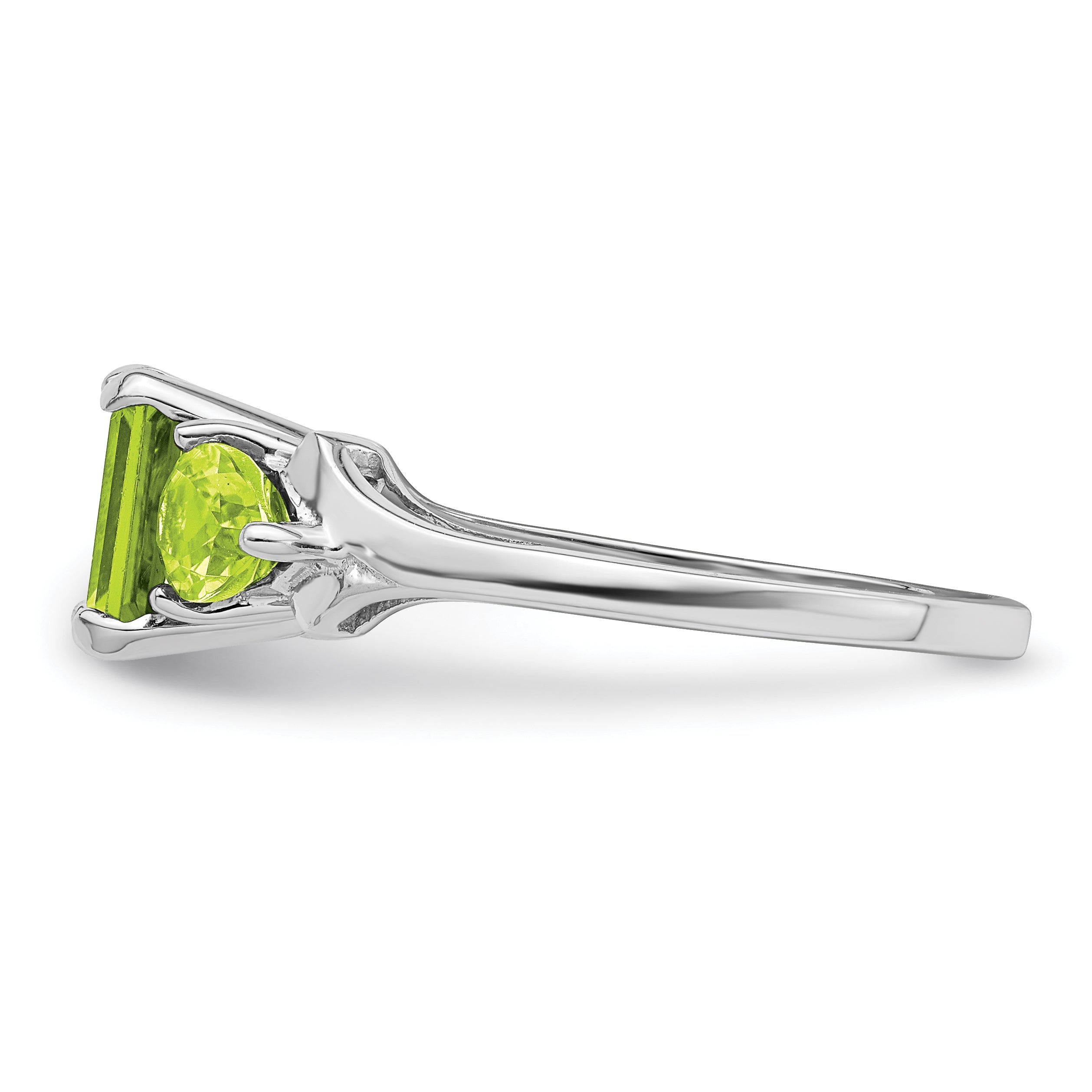 Sterling Silver Rhodium Peridot Ring (Size 9 Only)
