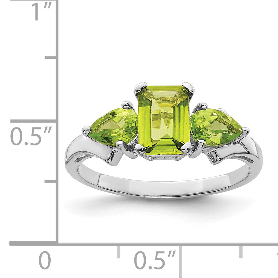 Sterling Silver Rhodium Peridot Ring (Size 9 Only)