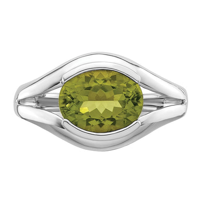 Sterling Silver Rhodium Peridot Ring