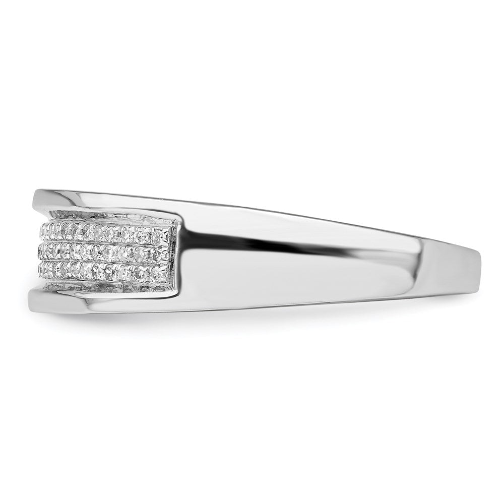 Sterling Silver Rhodium Plated Diamond Men'S Band