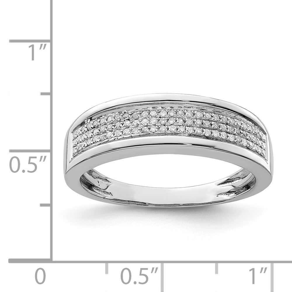 Sterling Silver Rhodium Plated Diamond Men'S Band
