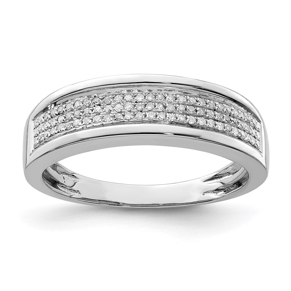 Sterling Silver Rhodium Plated Diamond Men'S Band