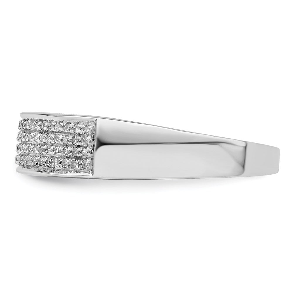Sterling Silver Rhodium Plated Diamond Men'S Band