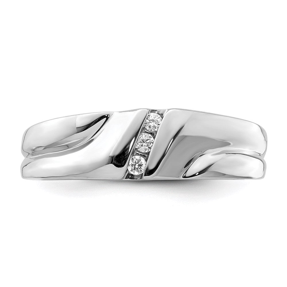 Sterling Silver Rhodium Plated Diamond Men'S Ring