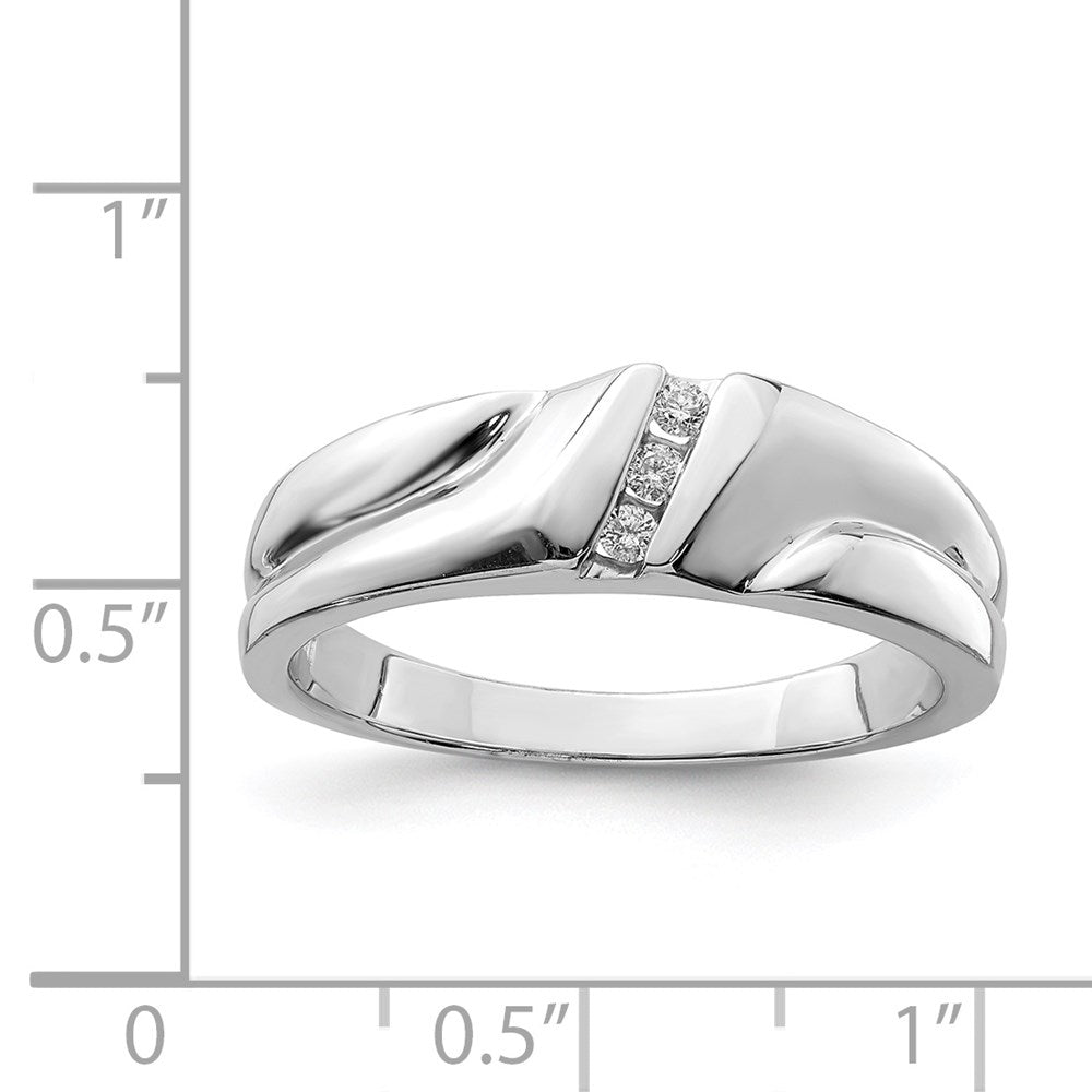 Sterling Silver Rhodium Plated Diamond Men'S Ring