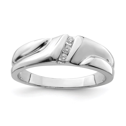 Sterling Silver Rhodium Plated Diamond Men'S Ring
