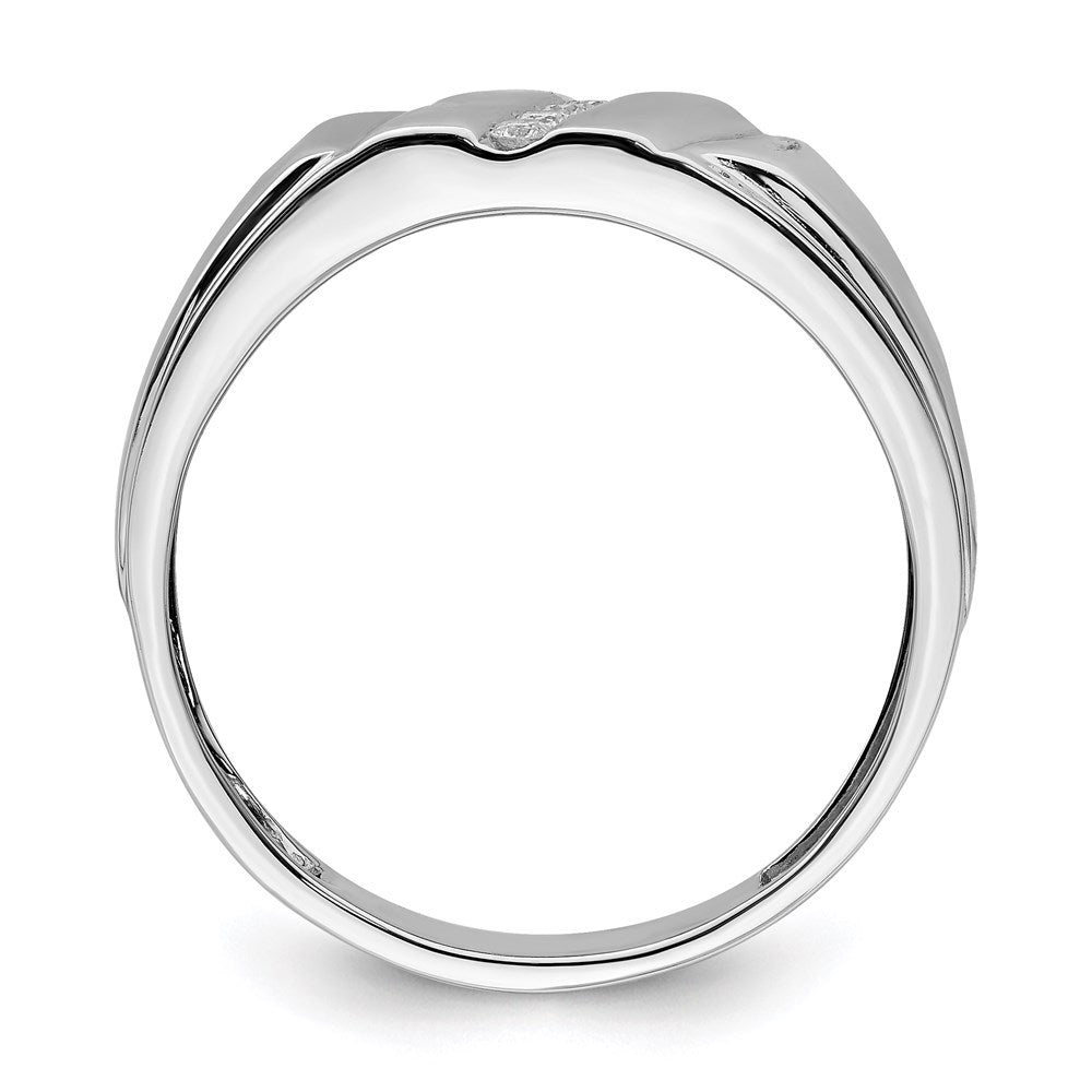 Sterling Silver Rhodium Plated Diamond Men'S Ring