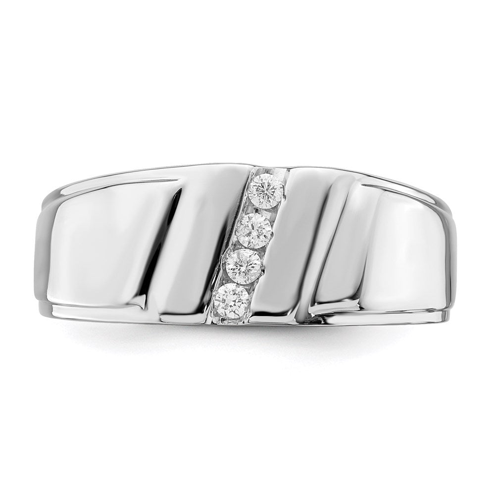 Sterling Silver Rhodium Plated Diamond Men'S Ring