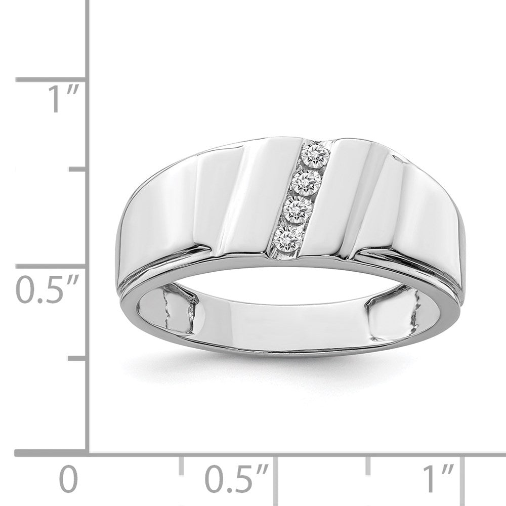Sterling Silver Rhodium Plated Diamond Men'S Ring