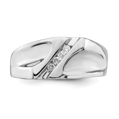 Sterling Silver Rhodium Plated Diamond Men'S Ring