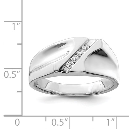Sterling Silver Rhodium Plated Diamond Men'S Ring