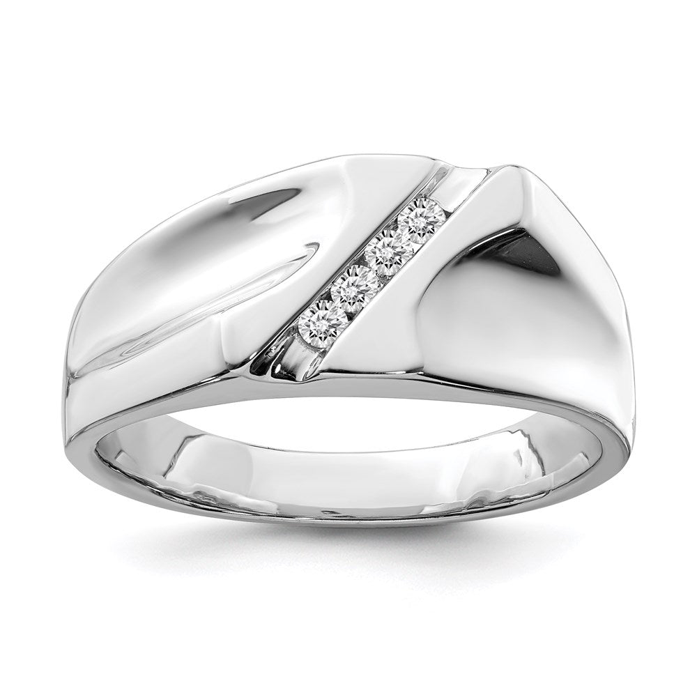 Sterling Silver Rhodium Plated Diamond Men'S Ring