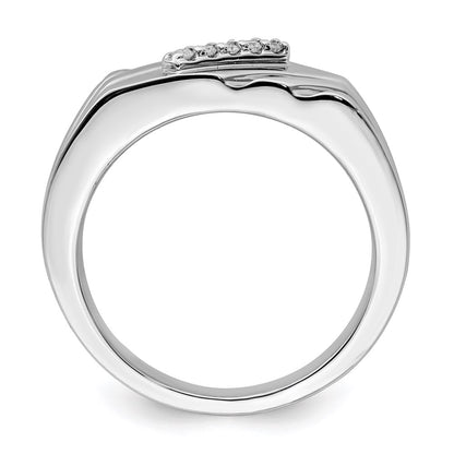 Sterling Silver Rhodium Plated Diamond Men'S Ring