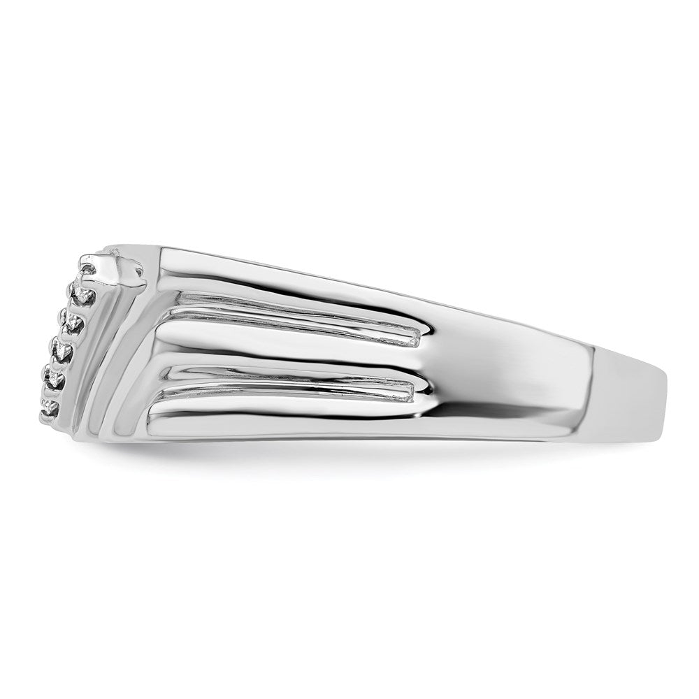 Sterling Silver Rhodium Plated Diamond Men'S Ring