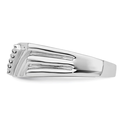 Sterling Silver Rhodium Plated Diamond Men'S Ring