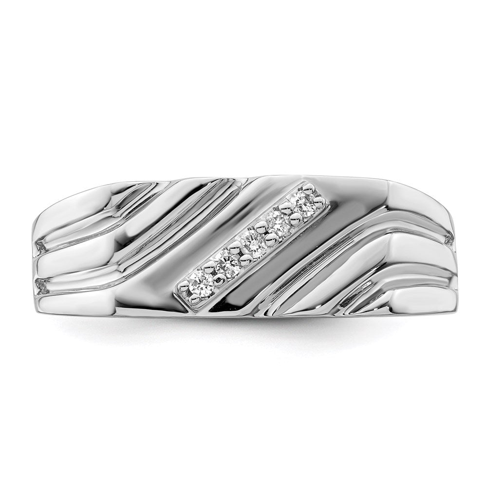 Sterling Silver Rhodium Plated Diamond Men'S Ring