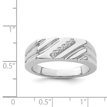 Sterling Silver Rhodium Plated Diamond Men'S Ring