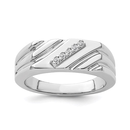 Sterling Silver Rhodium Plated Diamond Men'S Ring