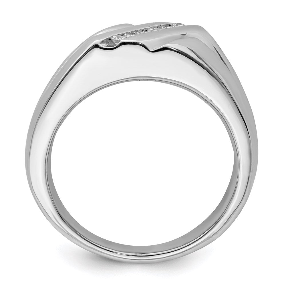 Sterling Silver Rhodium Plated Diamond Men'S Ring