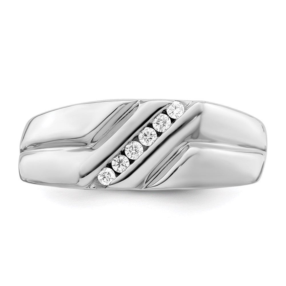Sterling Silver Rhodium Plated Diamond Men'S Ring