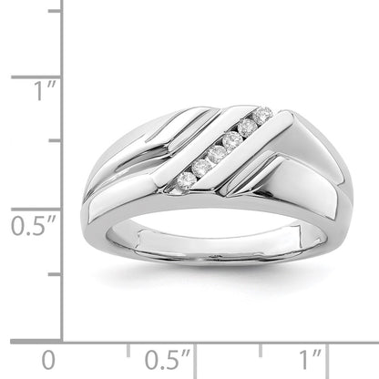 Sterling Silver Rhodium Plated Diamond Men'S Ring