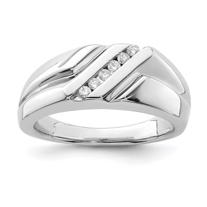 Sterling Silver Rhodium Plated Diamond Men'S Ring
