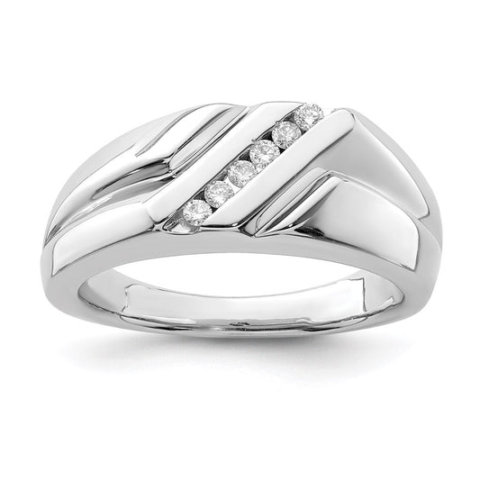 Sterling Silver Rhodium Plated Diamond Men'S Ring