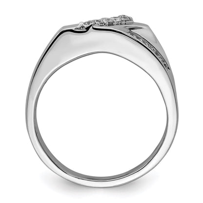 Sterling Silver Rhodium Plated Diamond Men'S Ring