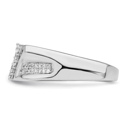 Sterling Silver Rhodium Plated Diamond Men'S Ring