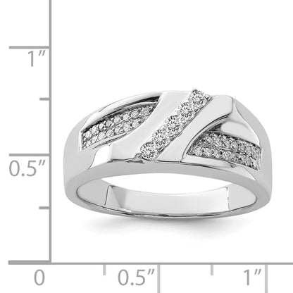 Sterling Silver Rhodium Plated Diamond Men'S Ring