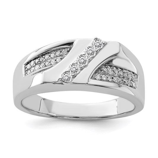 Sterling Silver Rhodium Plated Diamond Men'S Ring