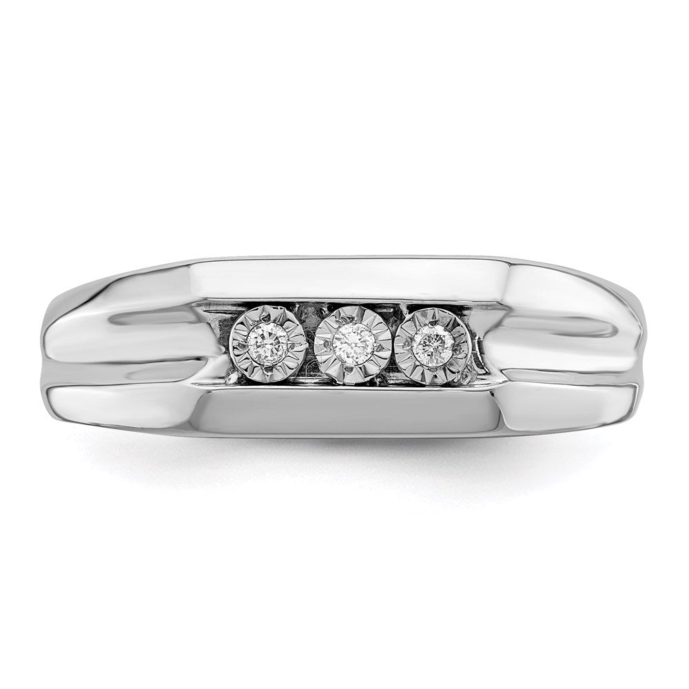 Sterling Silver Rhodium Plated Diamond Men'S Ring