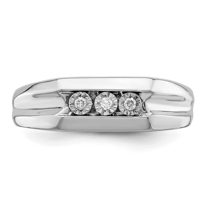 Sterling Silver Rhodium Plated Diamond Men'S Ring