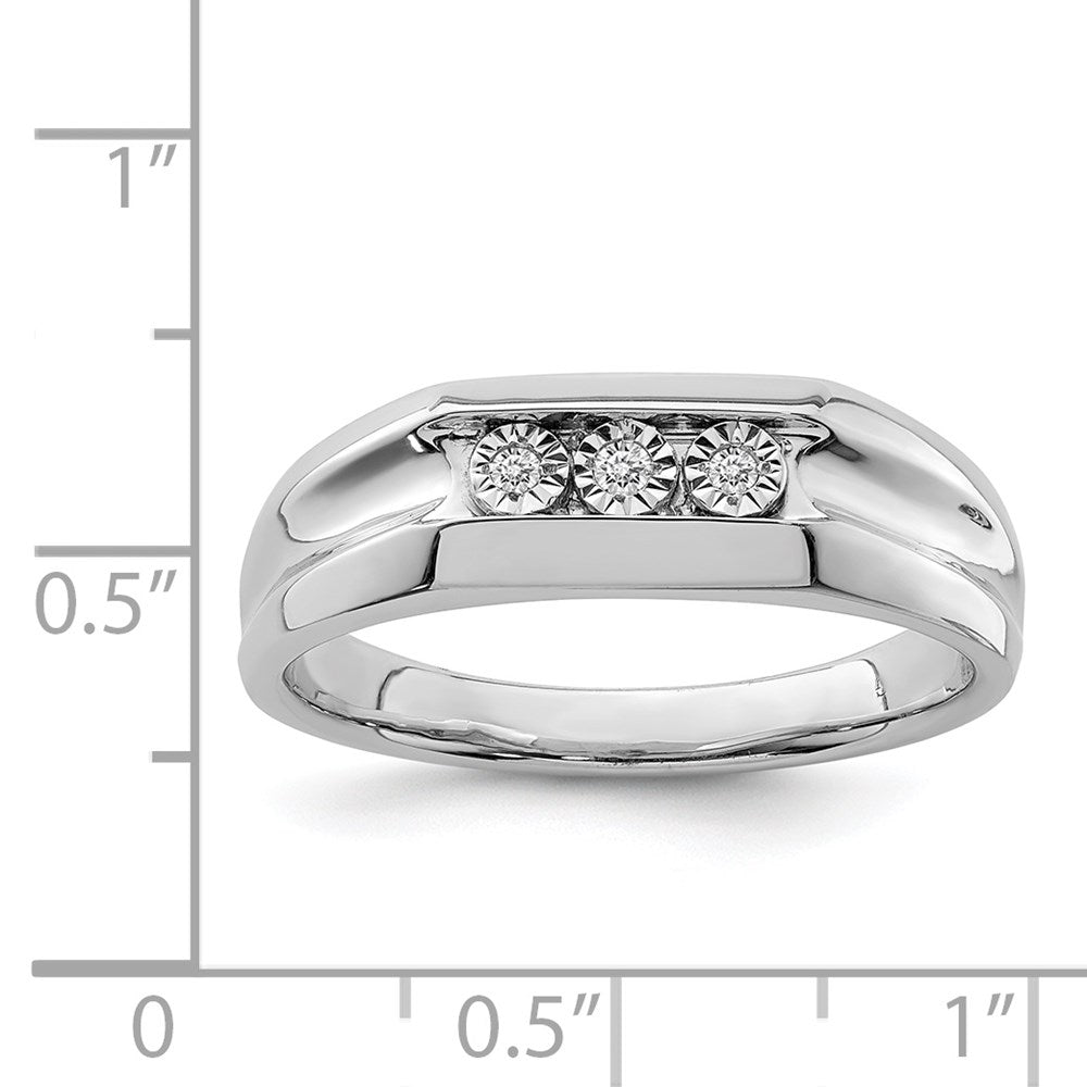 Sterling Silver Rhodium Plated Diamond Men'S Ring
